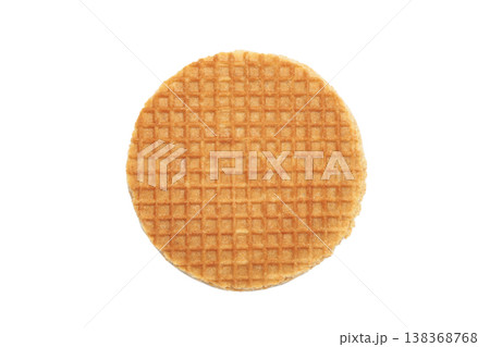 Dutch stroopwafel cookies or caramel waffles isolated on white background. 138368768