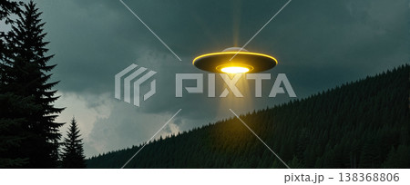 UFO, alien spaceship in the sky, invasion UFO, alien spaceship in the sky, invasion 138368806
