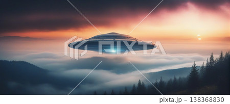 UFO, alien spaceship in the sky, invasion UFO, alien spaceship in the sky, invasion 138368830