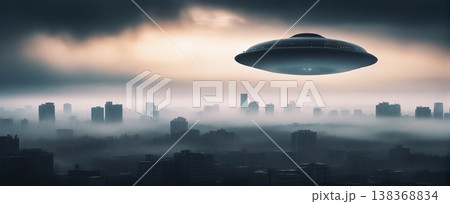 UFO, alien spaceship in the sky, invasion UFO, alien spaceship in the sky, invasion 138368834
