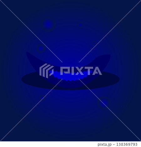 Abstract blue crescent moon shape with glowing light with abstract art 138369793