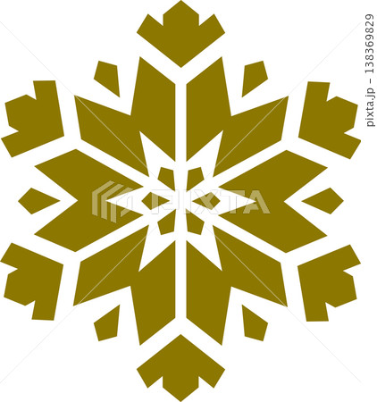 Single golden snowflake graphic element with white background with abstract shap 138369829