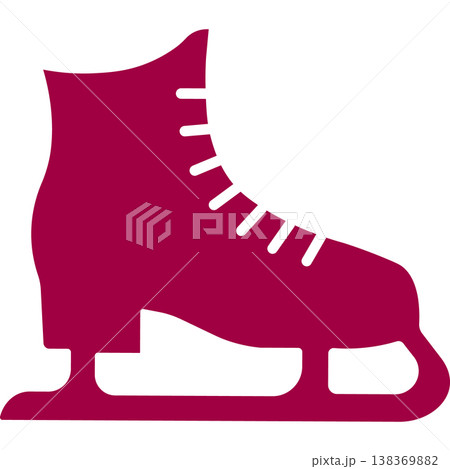 Pink ice skate winter sport equipment icon with ice skating with white backgroun Pink ice skate winter sport equipment icon with ice skating with white backgroun 138369882