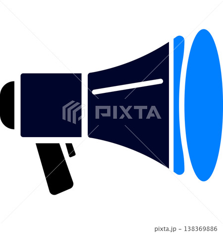 Blue and dark blue megaphone icon with public address with flat design 138369886