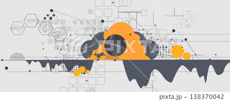 Cloud modern concept technology background with wireframe elements 138370042