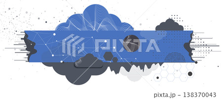 Cloud modern concept technology background with wireframe elements 138370043