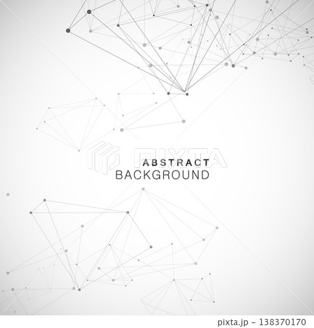 Network science polygonal triangle. Digital node tech connection. Polygon space element. Geometric wallpaper line background 138370170