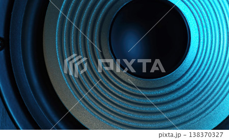 Macro Shoot Of Bass Music Speaker Macro Shoot Of Bass Music Speaker 138370327