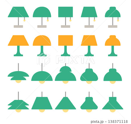 Lamp Icon Set - Flat Color 138371118