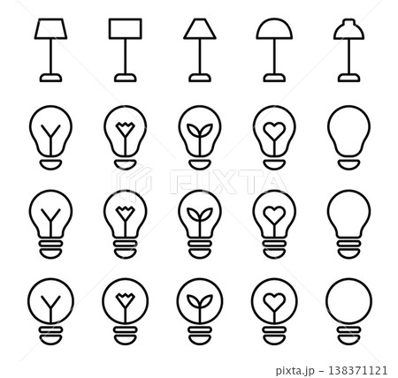 Lamp Icon Set - Line Outline Lamp Icon Set - Line Outline 138371121