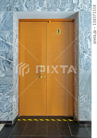 Double door. Entrance to public mens restroom 138371319