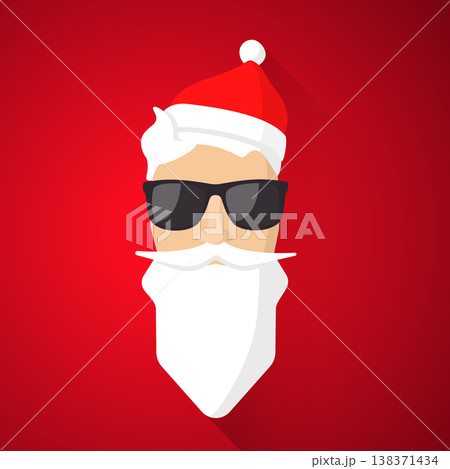 Hipster Santa Claus with cool beard and glasses. Merry Christmas card design. Vector EPS 10 Hipster Santa Claus with cool beard and glasses. Merry Christmas card design. Vector EPS 10 138371434