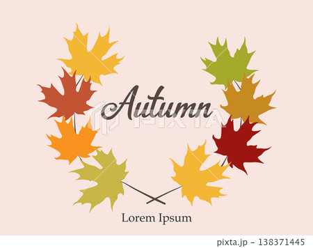 Autumn frame background. Wreath of autumn leaves. Multicolored maple, oak and ash  leves. Vector EPS 10 138371445