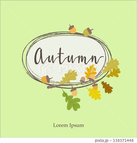 Autumn frame background. Wreath of autumn leaves. Multicolored maple, oak and ash  leves. Vector EPS 10 138371448