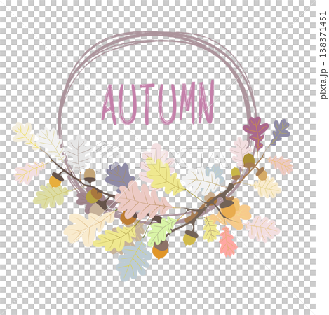 Autumn frame background. Wreath of autumn leaves. Multicolored maple, oak and ash leves. Vector EPS 10 Autumn frame background. Wreath of autumn leaves. Multicolored maple, oak and ash leves. Vector EPS 10 138371451