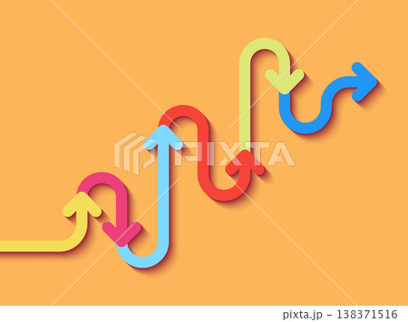 Road way location infographic template with a phased structure. Winding road timeline. Stylish Serpentine in the form of line arrows. Vector EPS 10 Road way location infographic template with a phased structure. Winding road timeline. Stylish Serpentine in the form of line arrows. Vector EPS 10 138371516