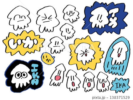 イカ　素材セット 138371529