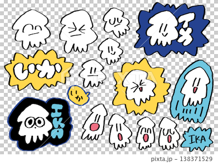 イカ　素材セット 138371529