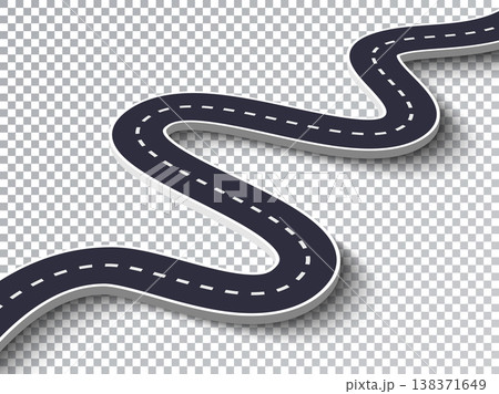 Winding Road Isolated Transparent Special Effect. Road way location infographic template. Vector EPS 10 Winding Road Isolated Transparent Special Effect. Road way location infographic template. Vector EPS 10 138371649