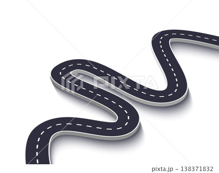 Winding Road on a White Isolated Background. Road way location infographic template. Vector EPS 10 138371832