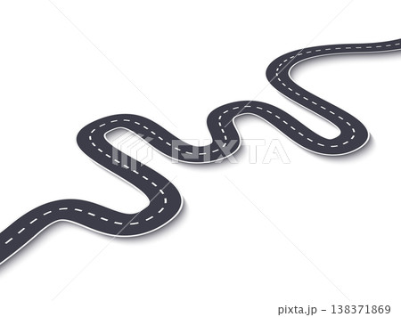 Winding Road on a White Isolated Background. Road way location infographic template. Vector EPS 10 138371869