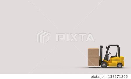 Forklift Carrying Boxes Logistics And Warehouse Concept 3d render. 138371896