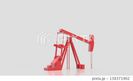 Red Oil Pump Jack Isolated On White Background 3d render. Red Oil Pump Jack Isolated On White Background 3d render. 138371902