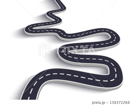 Winding Road on a White Isolated Background. Road way location infographic template with pin pointer. Vector EPS 10 138372268