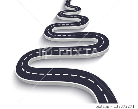 Winding Road on a White Isolated Background. Road way location infographic template. Vector EPS 10 Winding Road on a White Isolated Background. Road way location infographic template. Vector EPS 10 138372271