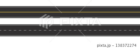 Set of Seamless Road Marking on a White Isolated Background. Top View. Straight Highway Infographic Templates. Vector EPS 10 138372274