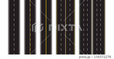 Set of Seamless Road Marking on a White Isolated Background. Top View. Straight Highway Infographic Templates. Vector EPS 10 Set of Seamless Road Marking on a White Isolated Background. Top View. Straight Highway Infographic Templates. Vector EPS 10 138372276