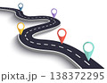 Winding Road on a White Isolated Background. Road way location infographic template with pin pointer. Vector EPS 10 138372295