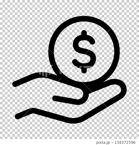 手の上のドルマークアイコン（支払い・収益） 138372596