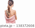 Woman with anorexia standing showing back and ribs 138372608