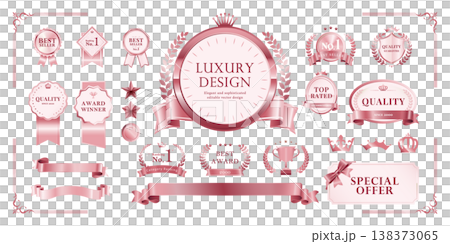 Rose Gold Badge & Label Set | Laurel Wreath, Crown, Ribbon - Premium Vector Footage Rose Gold Badge & Label Set | Laurel Wreath, Crown, Ribbon - Premium Vector Footage 138373065