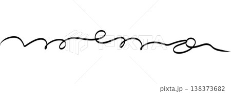 Curly one line ornament with many tight loops like a spring. Continuous black stroke creates playful tangle for underline 138373682