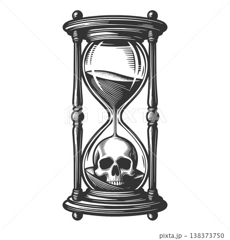 Hourglass With Skull Symbol Of Time sketch vector Hourglass With Skull Symbol Of Time sketch vector 138373750