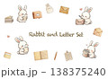 かわいいうさぎと手紙イラスト素材 138375240