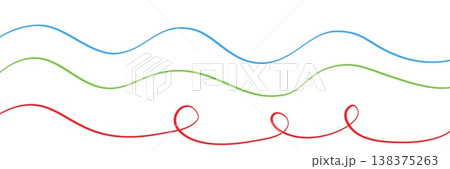 Line squiggle cable Wavy line with flowing curves Seamless pattern of continuous wavy lines Curved single line Single 138375263