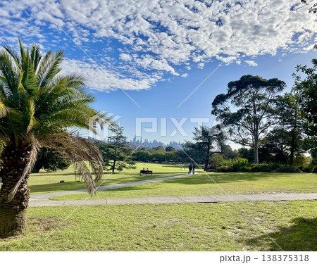 アンダーソンパークから望むメルボルンのスカイラインと青空が広がる公園の風景 アンダーソンパークから望むメルボルンのスカイラインと青空が広がる公園の風景 138375318