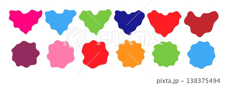 Wavy organic circles and hearts Set modern brutalism frames Wavy jagged edge frames Geometric zig zag stickers 138375494