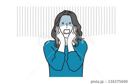 ショックをうけて青ざめる女性のイラスト素材 ショックをうけて青ざめる女性のイラスト素材 138375690