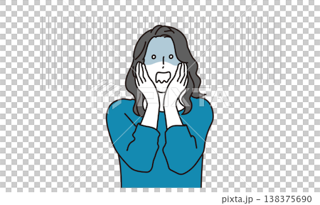 ショックをうけて青ざめる女性のイラスト素材 ショックをうけて青ざめる女性のイラスト素材 138375690