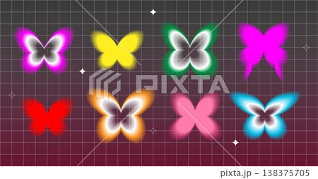 Aura butterfly blurred Y2k set with gradient rainbow wings, pink blurred effects, neon green and blue colors Aura butterfly blurred Y2k set with gradient rainbow wings, pink blurred effects, neon green and blue colors 138375705