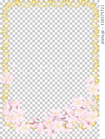 Vintage Calligraphy Style Cherry Blossom Decorative Frame (Square) <Decorative Border, Frame, Heart, Cherry Blossom, Color> Vintage Calligraphy Style Cherry Blossom Decorative Frame (Square) <Decorative Border, Frame, Heart, Cherry Blossom, Color> 138375721