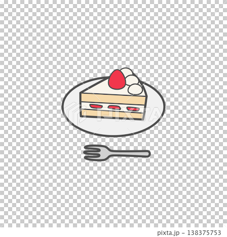 An illustration of a shortcake on a simple plate. 138375753
