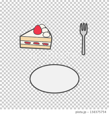 A simple illustration of a shortcake, fork, and plate. A simple illustration of a shortcake, fork, and plate. 138375754