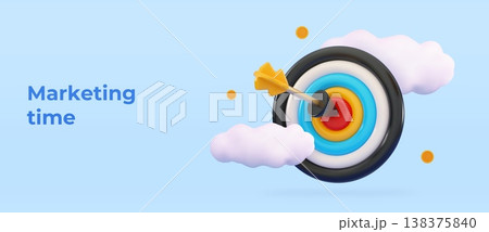 3d Dart arrow hit the center of target Marketing time concept Business finance target Goal of success Target achievement 3d Dart arrow hit the center of target Marketing time concept Business finance target Goal of success Target achievement 138375840