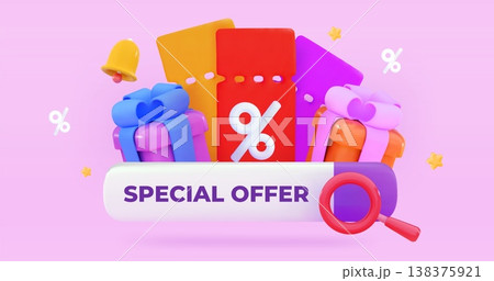 3D Gift coupons for sale Discounts for online shopping Promo codes Gift certificates Holiday sale concept 3D Gift coupons for sale Discounts for online shopping Promo codes Gift certificates Holiday sale concept 138375921