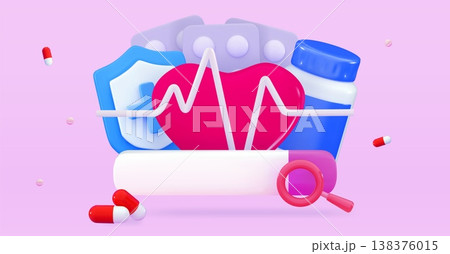 3d medicine concept Medical and pharmacy plasticine elements Pills and drugs, heart with pulse line Search Cardiology 3d medicine concept Medical and pharmacy plasticine elements Pills and drugs, heart with pulse line Search Cardiology 138376015